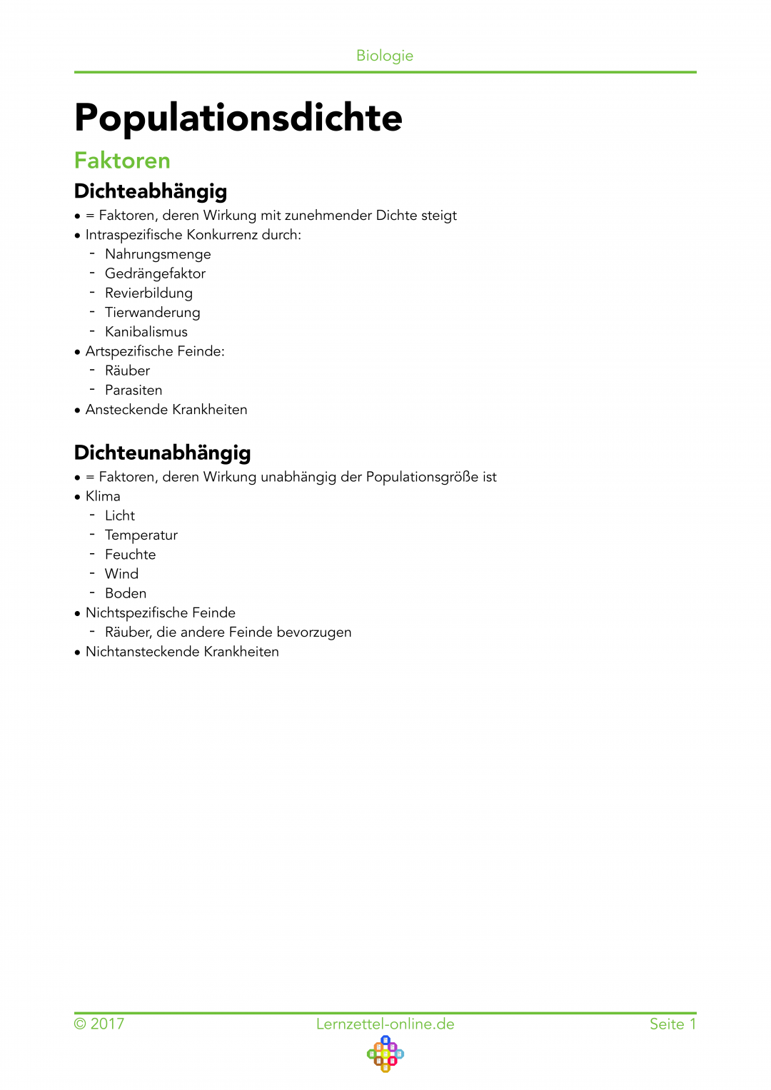 Lernzettel Populationsdichte Seite 1